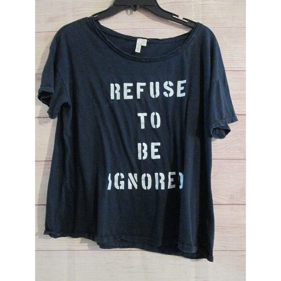 RD Style T-Shirt Women's Size Medium Novelty Top Refuse To Be Ignored Crop Top - Picture 1 of 3